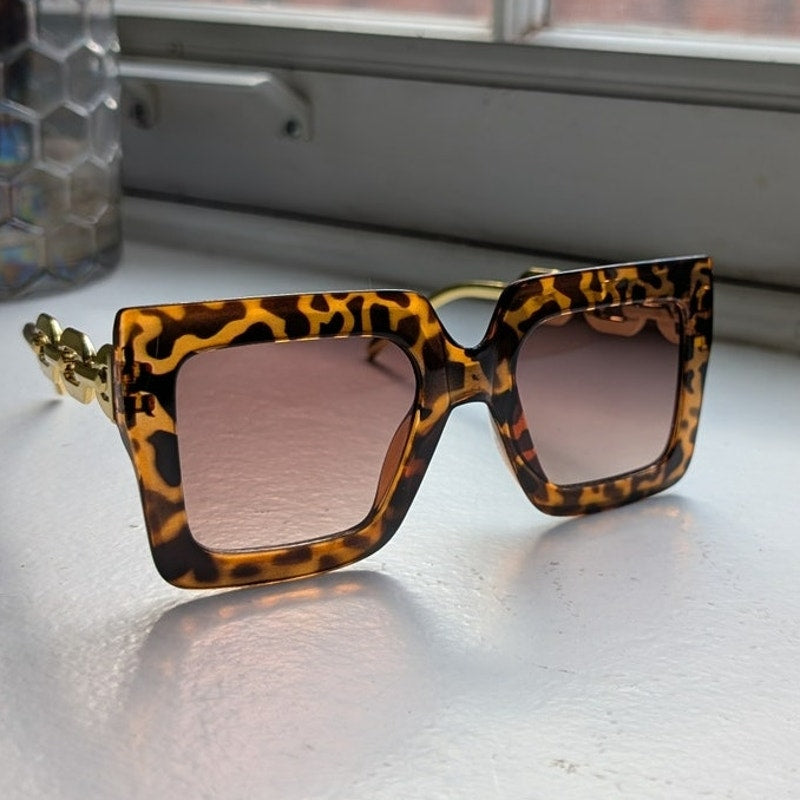 70s Retro Tortoiseshell Leopard Festival Sunglasses Chunky Square Sunnies Shades