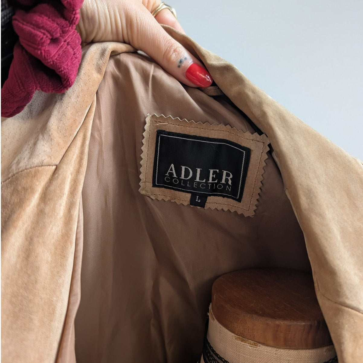 Y2K Tan Leather Trench Coat Neutral Suede Jacket Penny Lane Western Boho Large