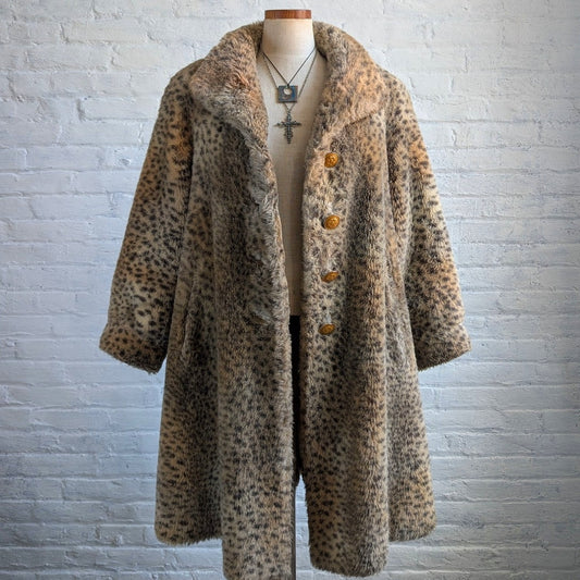 St John Faux Fur Cheetah Trench Coat Y2K Designer Animal Print Luxury Jacket