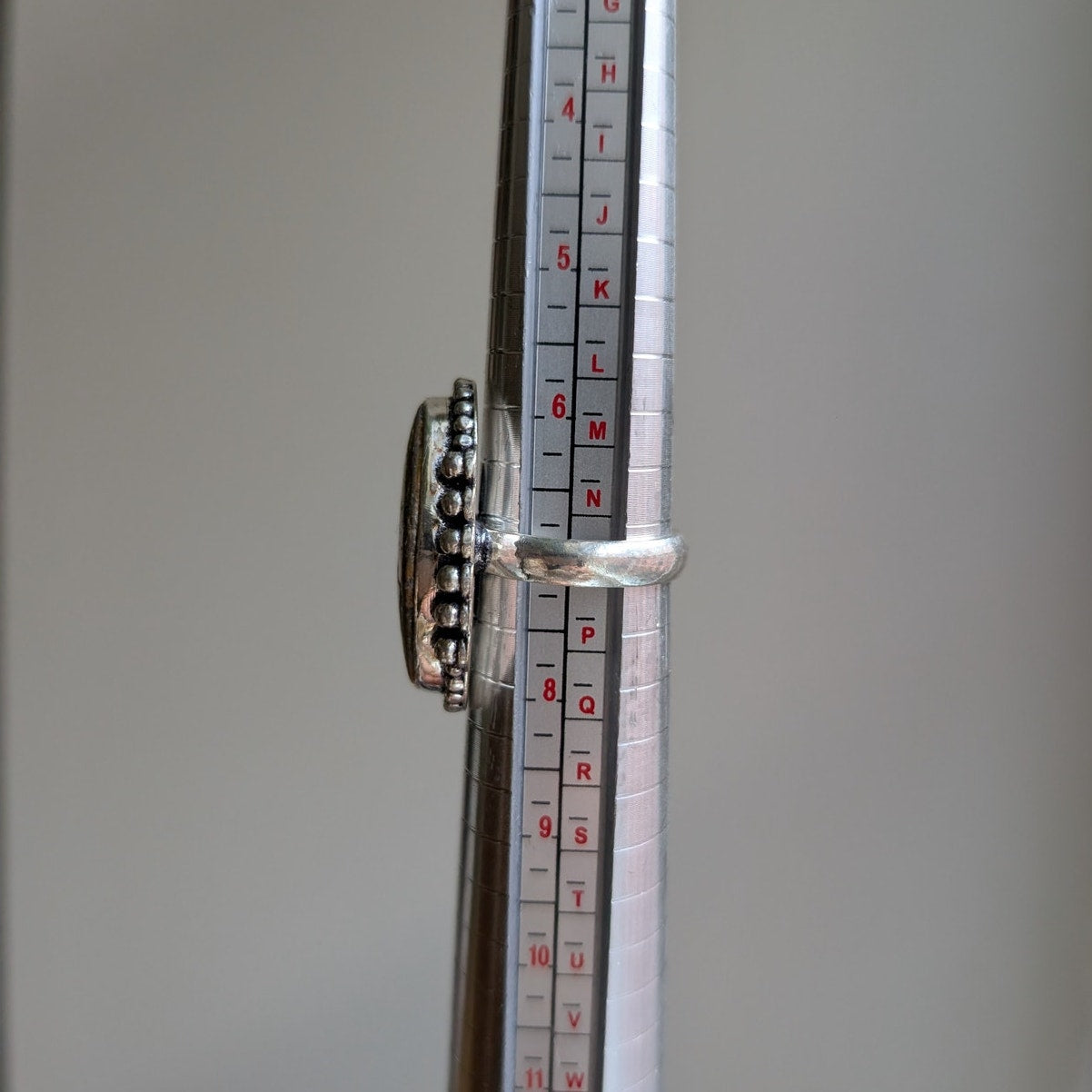 Earthy Green Rust Natural Stone Ring Boho Chic Sterling Silver Vintage Size 7