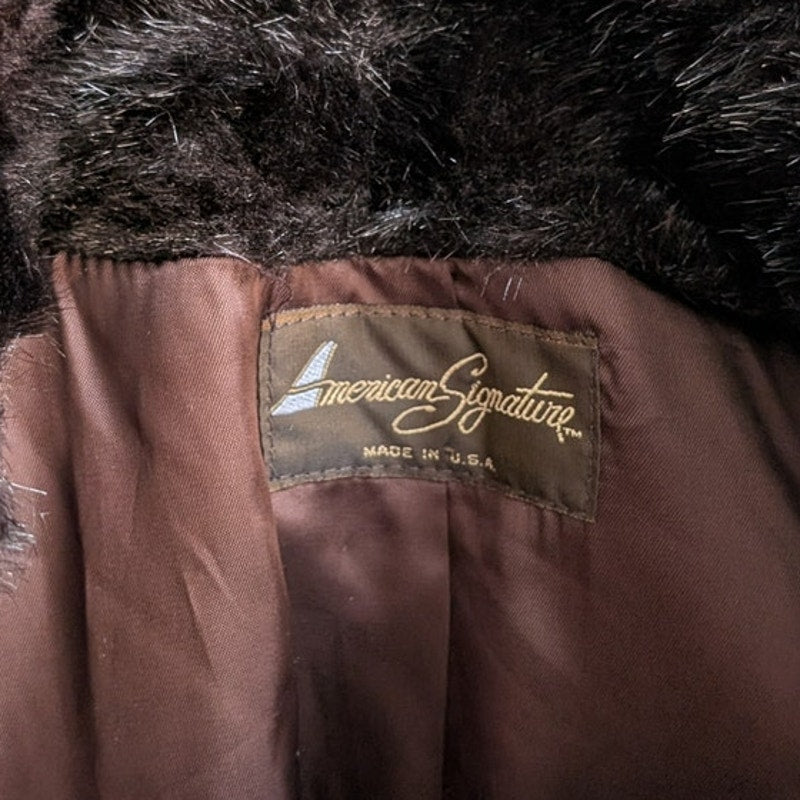 Vintage Black Faux Fur Coat Shaggy Mob Wife Grunge Minimalist Glam Cozy Jacket