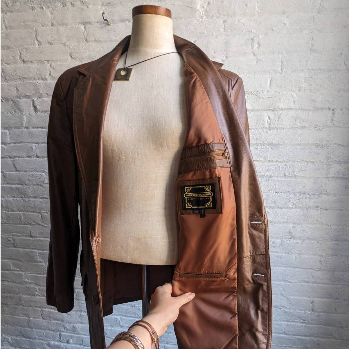 70s 80s Vintage Western Pioneer Wear Leather Duster Rust Brown Blazer Jacket