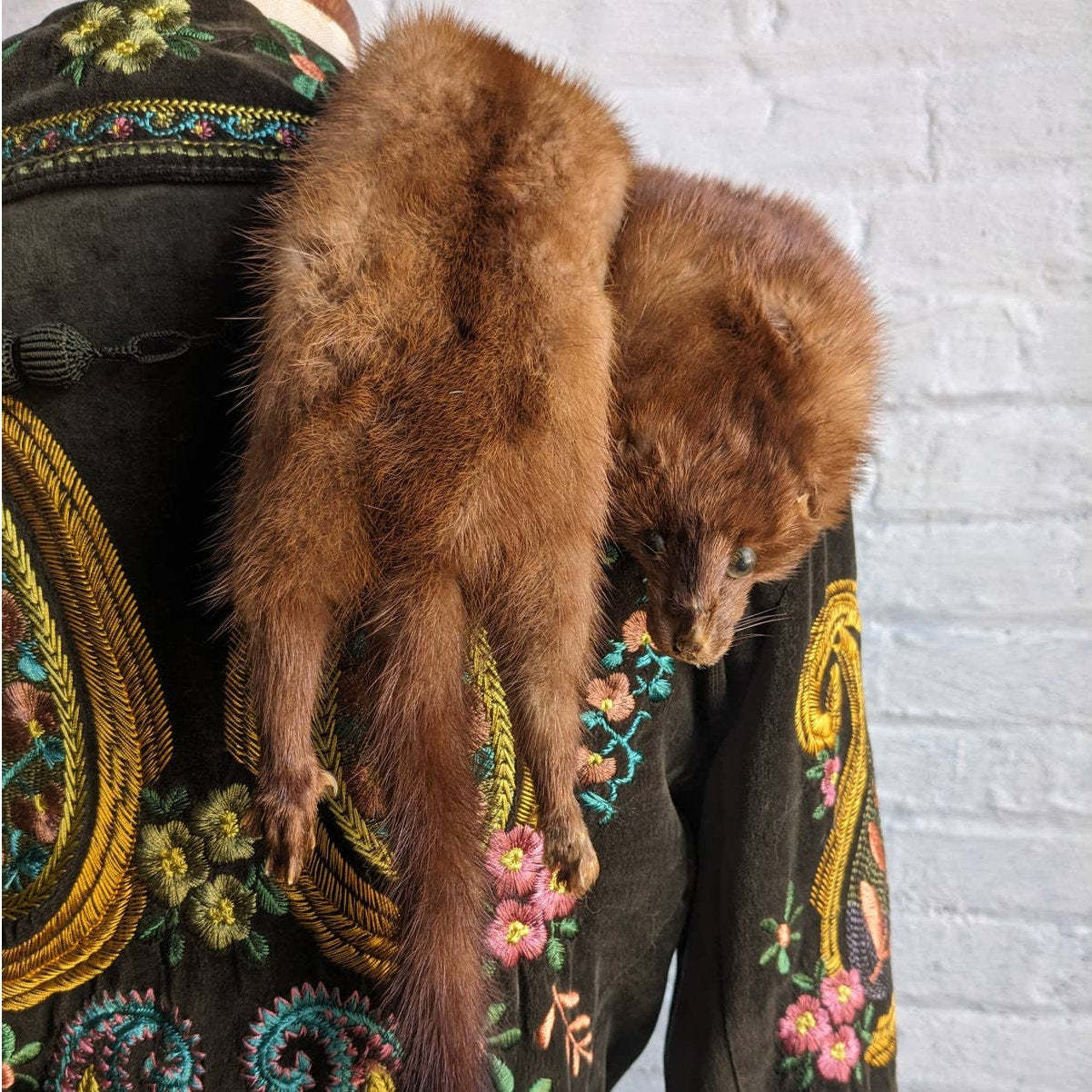 Vintage Mink Fur Stole Full Body Real Fur Shrug Luxury Scarf Shawl Furry Collar