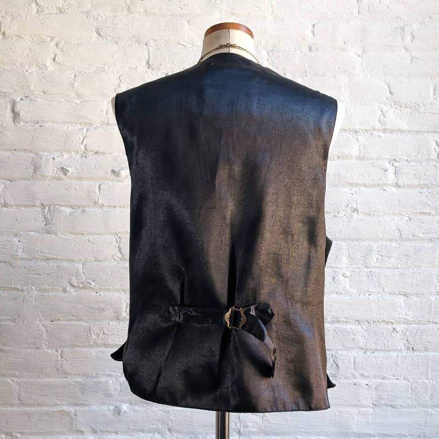 Vintage Black Genuine Leather Biker Vest Grunge Goth Moto Western Motorcycle Top