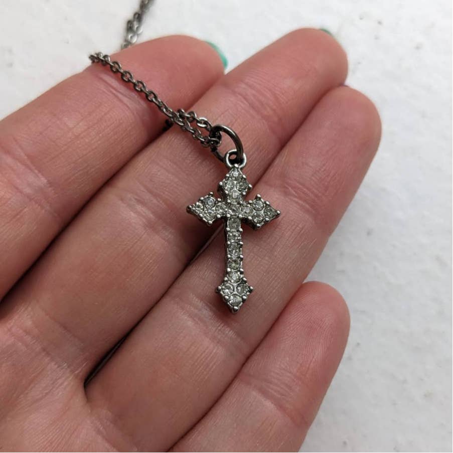 Vintage Southwest Gothic Cross Pendant Celtic Fairy Necklace Americana Jewelry