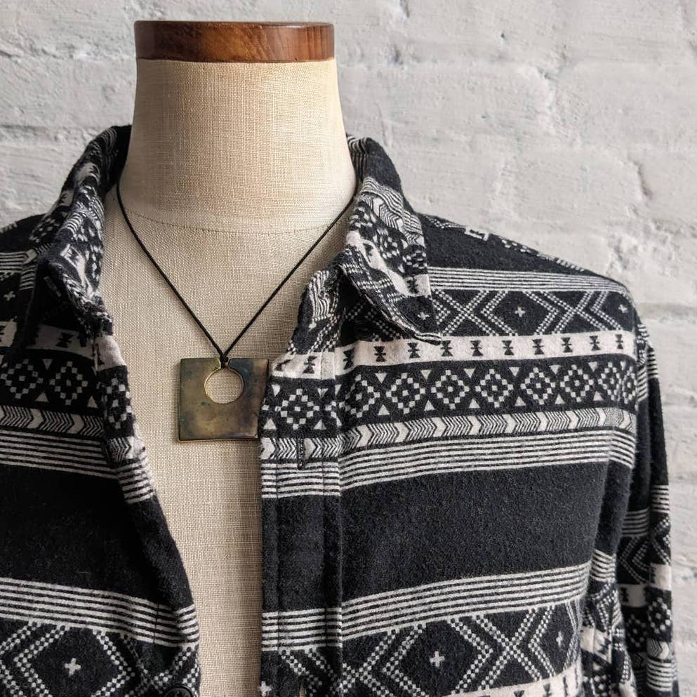 Retro Southwest Levi's Black White Flannel Classic Minimalist Western Cowboy Top