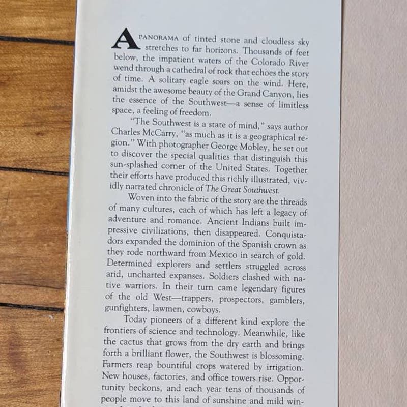 Vintage 80s The Great Southwest Book Western Retro Cowboy Coffee Table Book