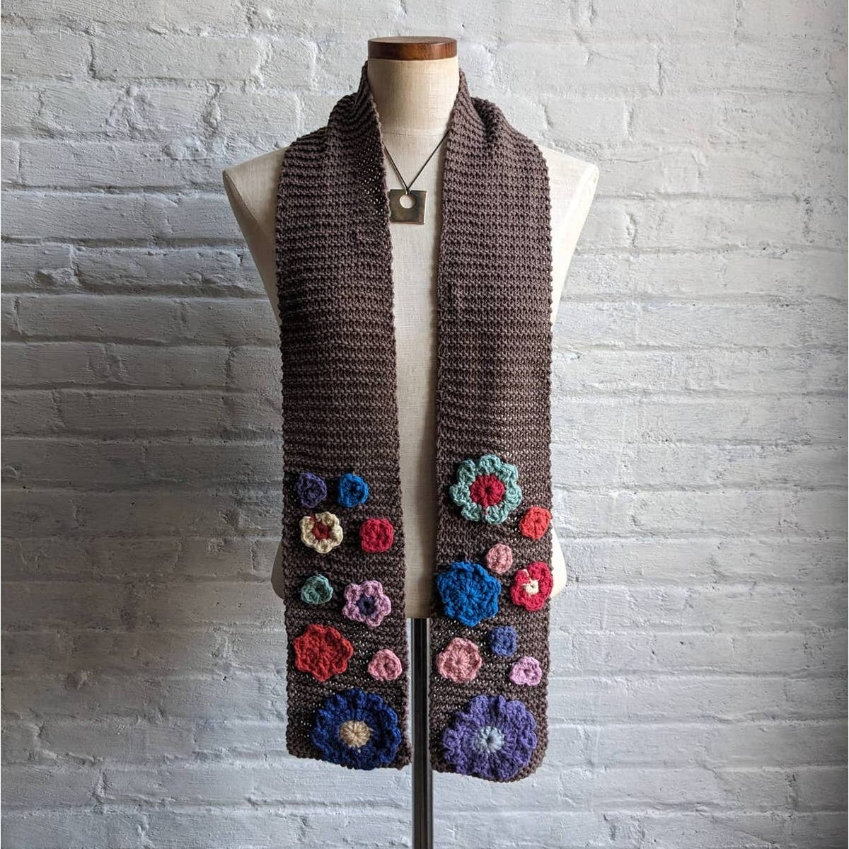 Y2K Vintage Kawaii Floral Chunky Knit Crochet Fairycore Scarf Kidcore ...