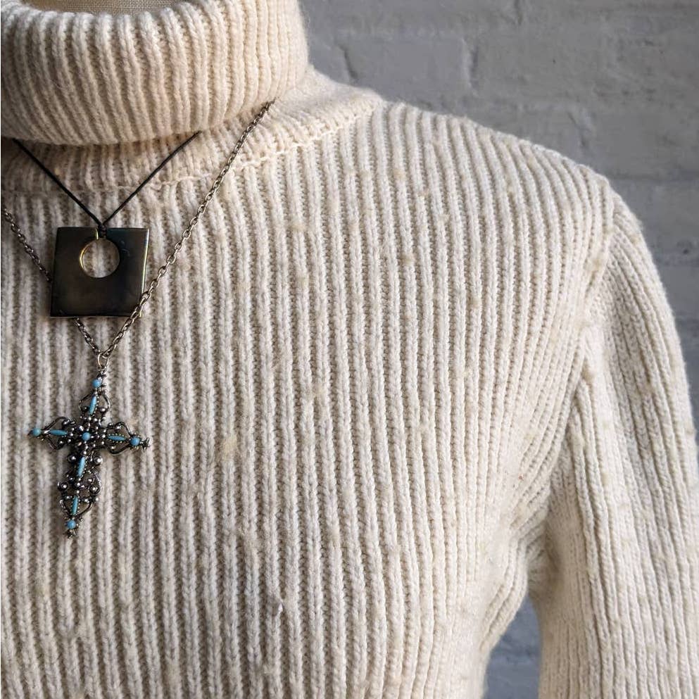 Anthropologie Fairycore Wool Knit Sweater Coquette Romantic Grunge Crochet Top