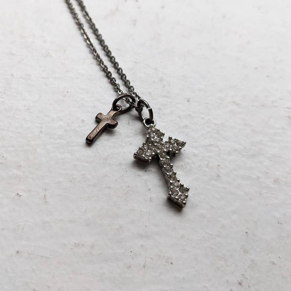 Vintage Southwest Gothic Cross Pendant Celtic Fairy Necklace Americana Jewelry