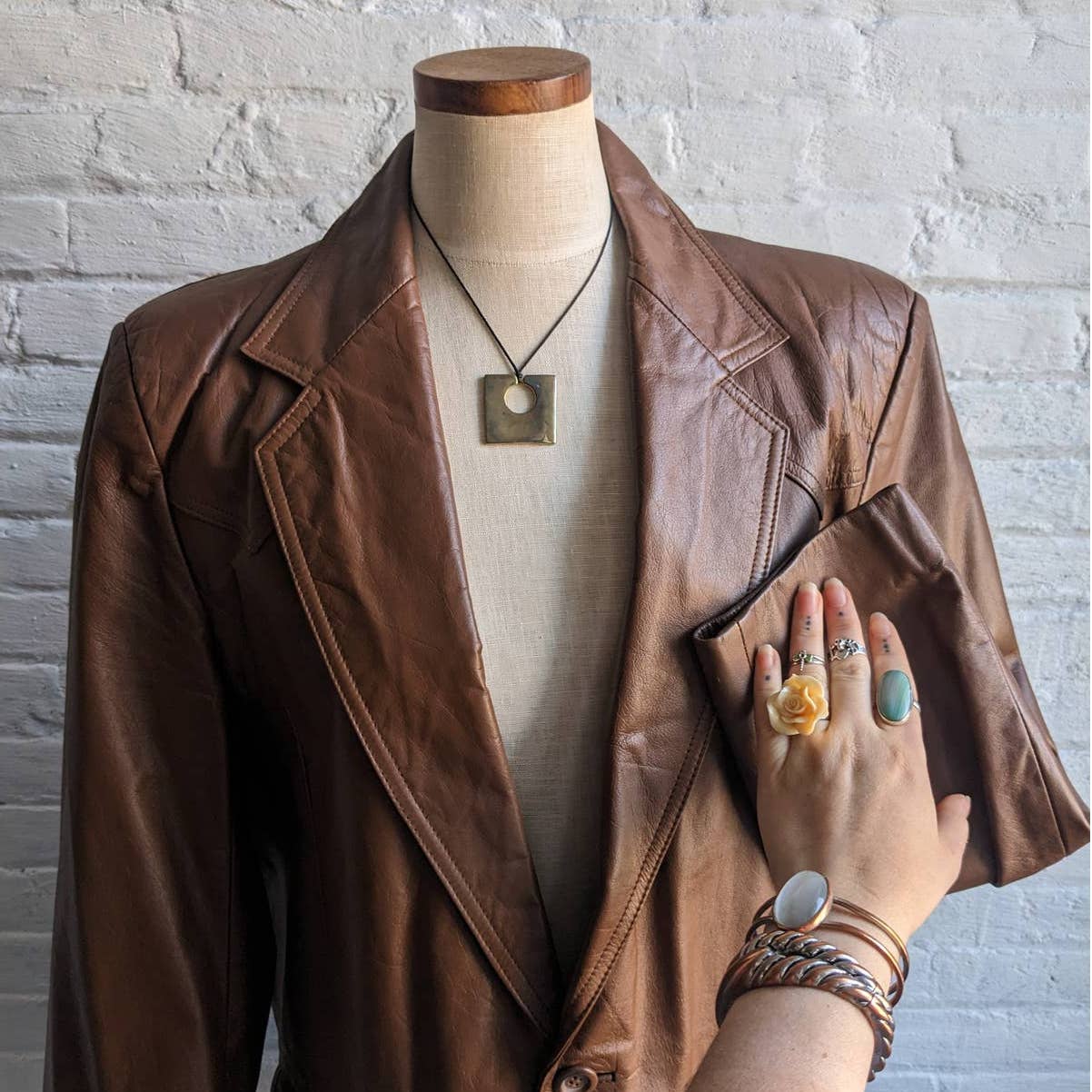 70s 80s Vintage Western Pioneer Wear Leather Duster Rust Brown Blazer Jacket