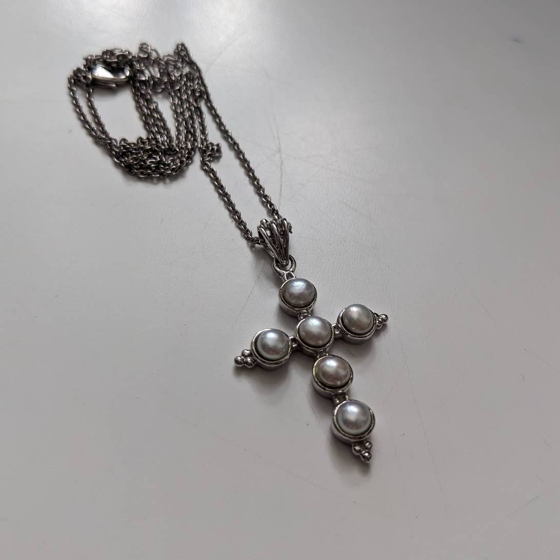 Vintage Southwest Gothic Cross Pendant Celtic Fairy Necklace Americana Jewelry