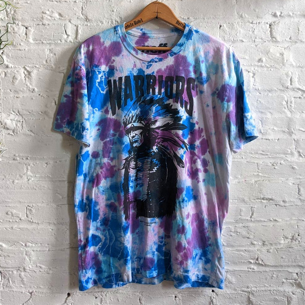 Retro 70s Pastel Tiedye Psychedelic NEFF Warriors Graphic Print Oversize Tee