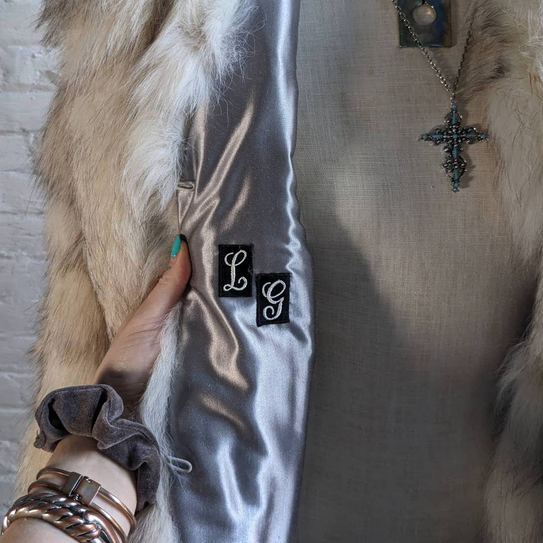 60s 70s Vintage Fluffy Furry Genuine Fox Fur Oversize Jacket Fox Tail Scarf Coat