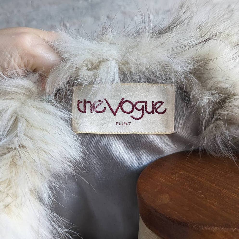 60s 70s Vintage Fluffy Furry Genuine Fox Fur Oversize Jacket Fox Tail Scarf Coat