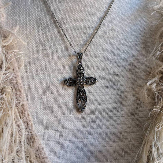 Vintage Southwest Gothic Cross Pendant Celtic Fairy Necklace Americana Jewelry