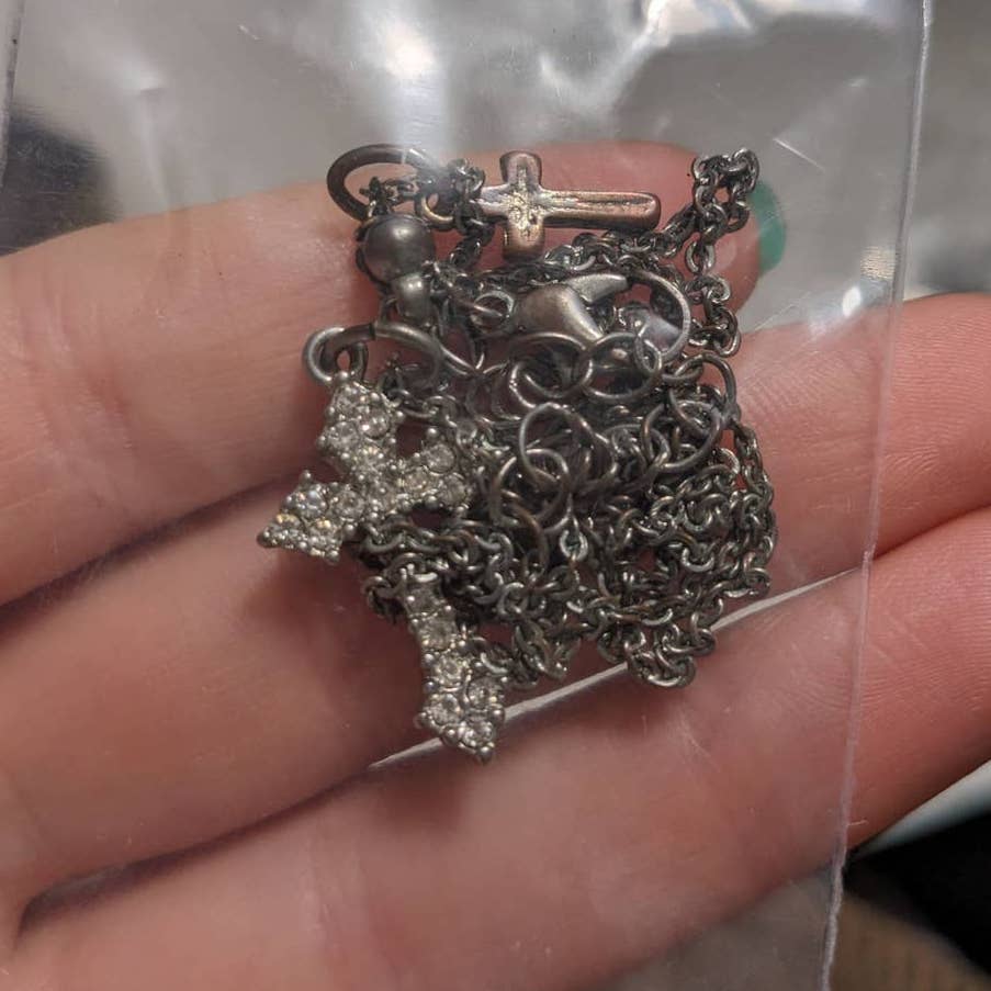 Vintage Southwest Gothic Cross Pendant Celtic Fairy Necklace Americana Jewelry