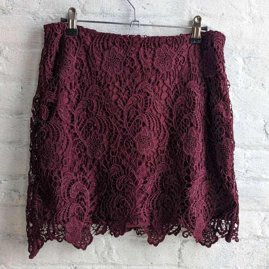 Y2K Red Lace Mini Fairycore Skirt Dark Romance Floral Witchy Sexy Burgundy Skirt