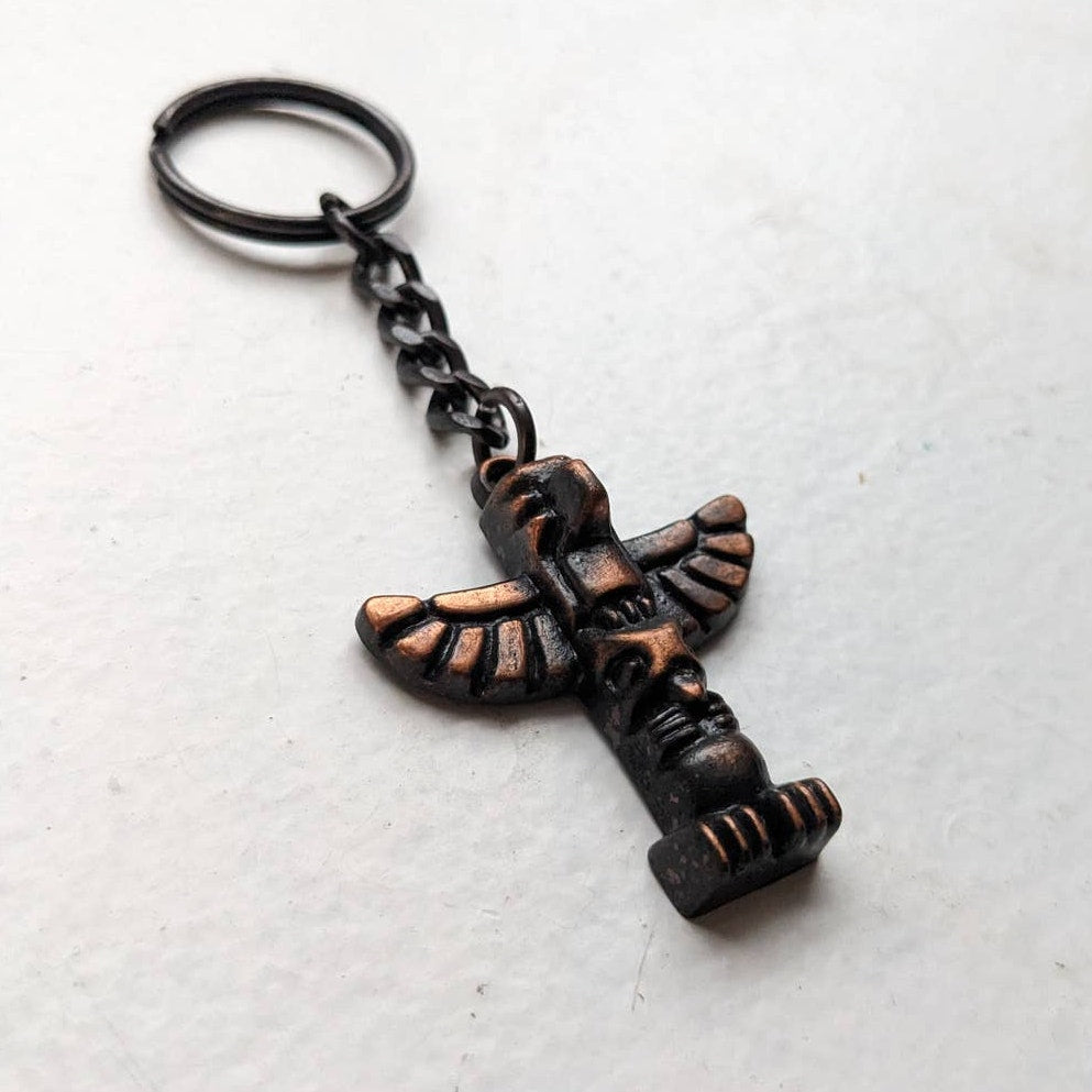 Vintage Southwest Native Keychain Totem Talisman Distressed Charm Chain Jewelry