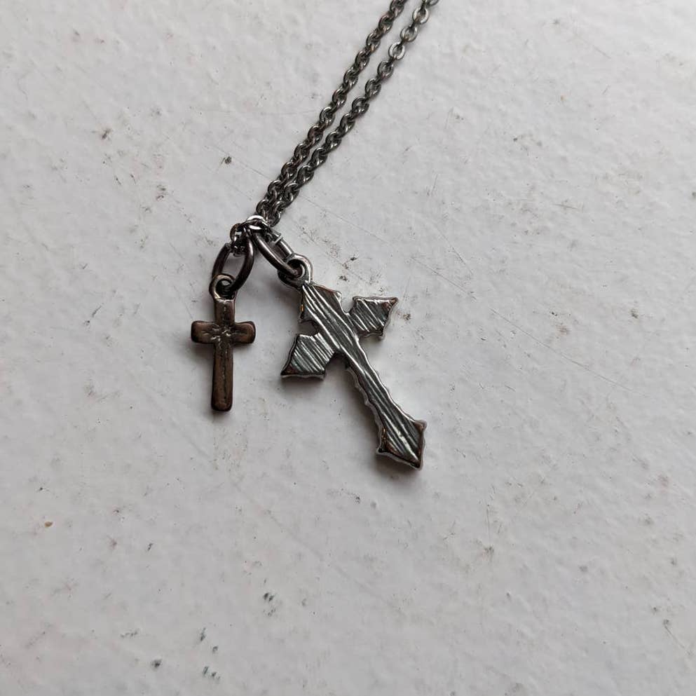 Vintage Southwest Gothic Cross Pendant Celtic Fairy Necklace Americana Jewelry