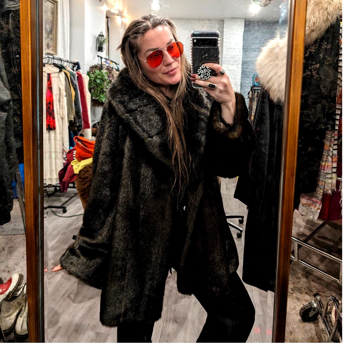 Vintage Mob Wife Chic Vegan Fur Coat Minimalist Penny Lane Boho Earthy Jacketz