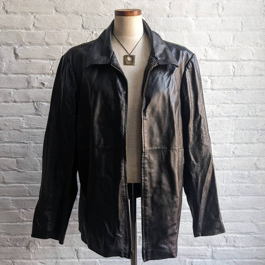 Vintage Minimalist Leather Trench Jacket Chic Baddie Biker Moto Goth Duster Coat
