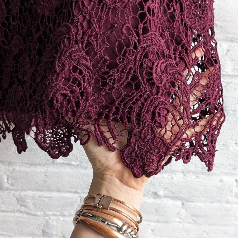 Y2K Red Lace Mini Fairycore Skirt Dark Romance Floral Witchy Sexy Burgundy Skirt