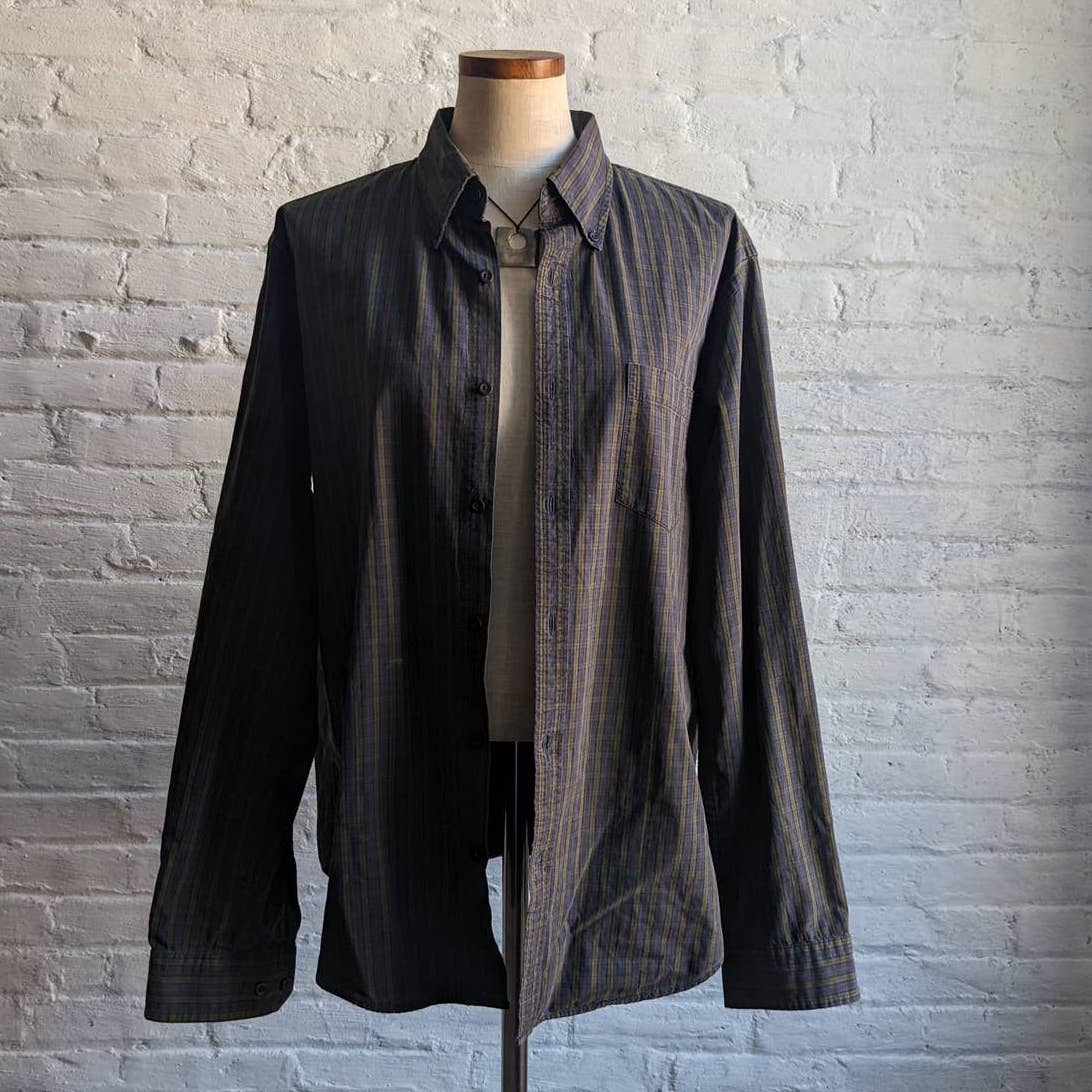 Y2K Vintage GAP Grunge Olive Green Flannel Woodsy Earthtone Boyfriend Skater Top