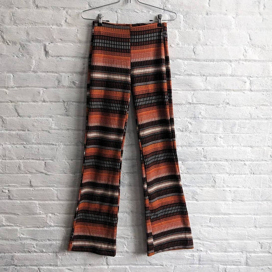 Urban Outfitters Retro Highwaist Flares Rust Earthtone Psychedelic Striped Pants
