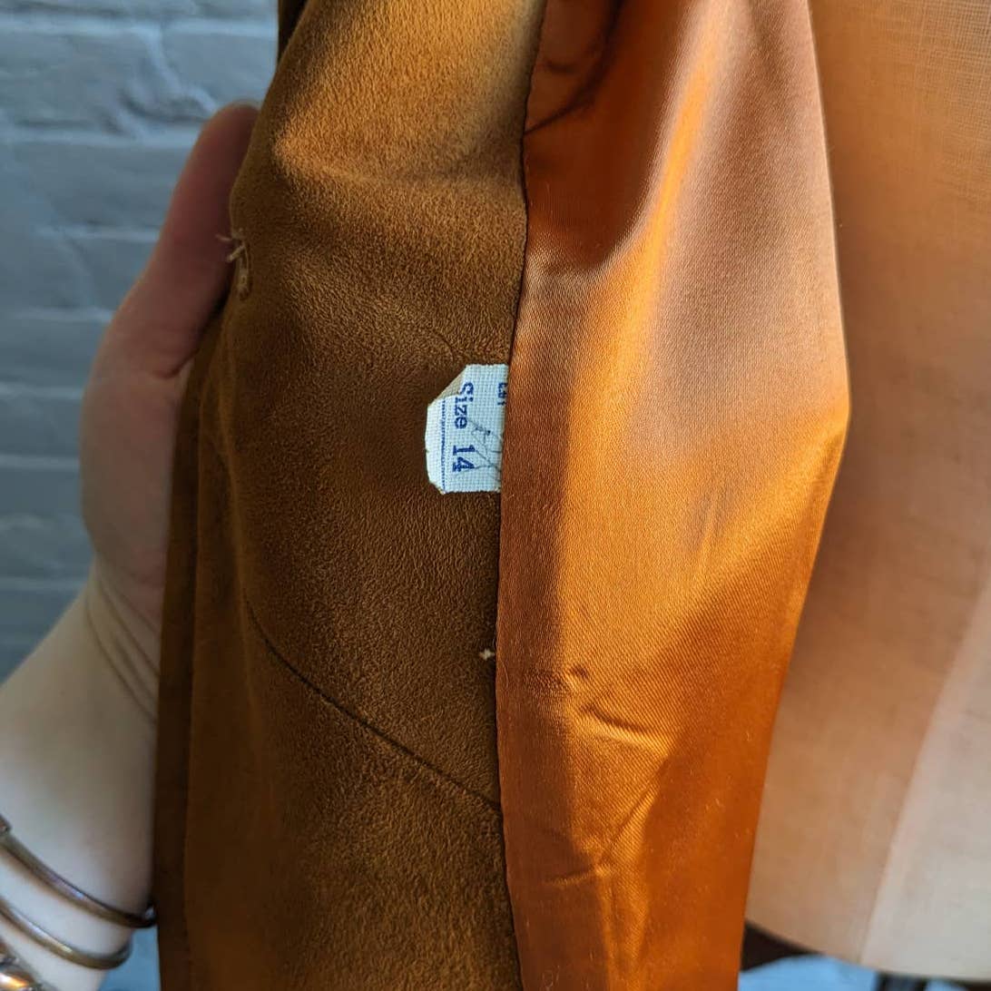 70s Penny Lane Groovy Suede Fur Jacket Furry Genuine Leather Mod Trench Coat