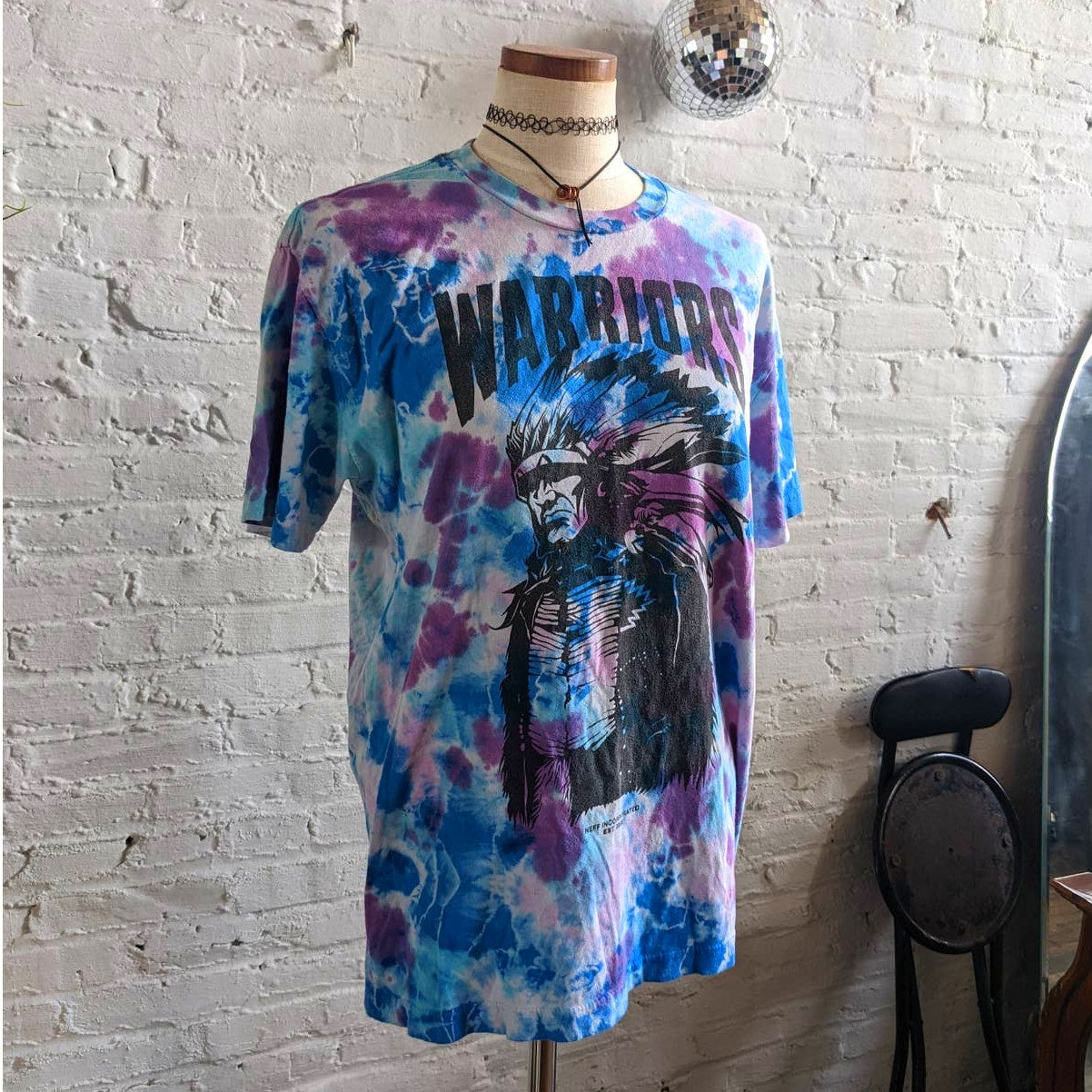 Retro 70s Pastel Tiedye Psychedelic NEFF Warriors Graphic Print Oversize Tee