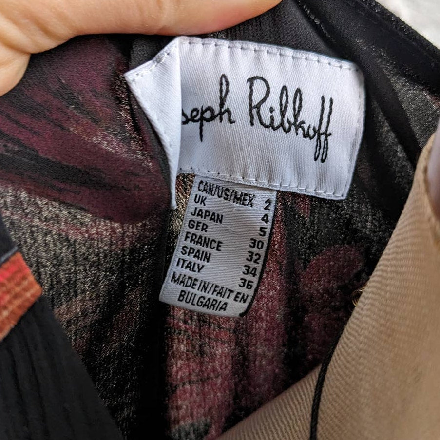 Joseph Ribkoff Black Floral Maxi Dress Flowy Ruffle Boho Chic Fairycore Dress