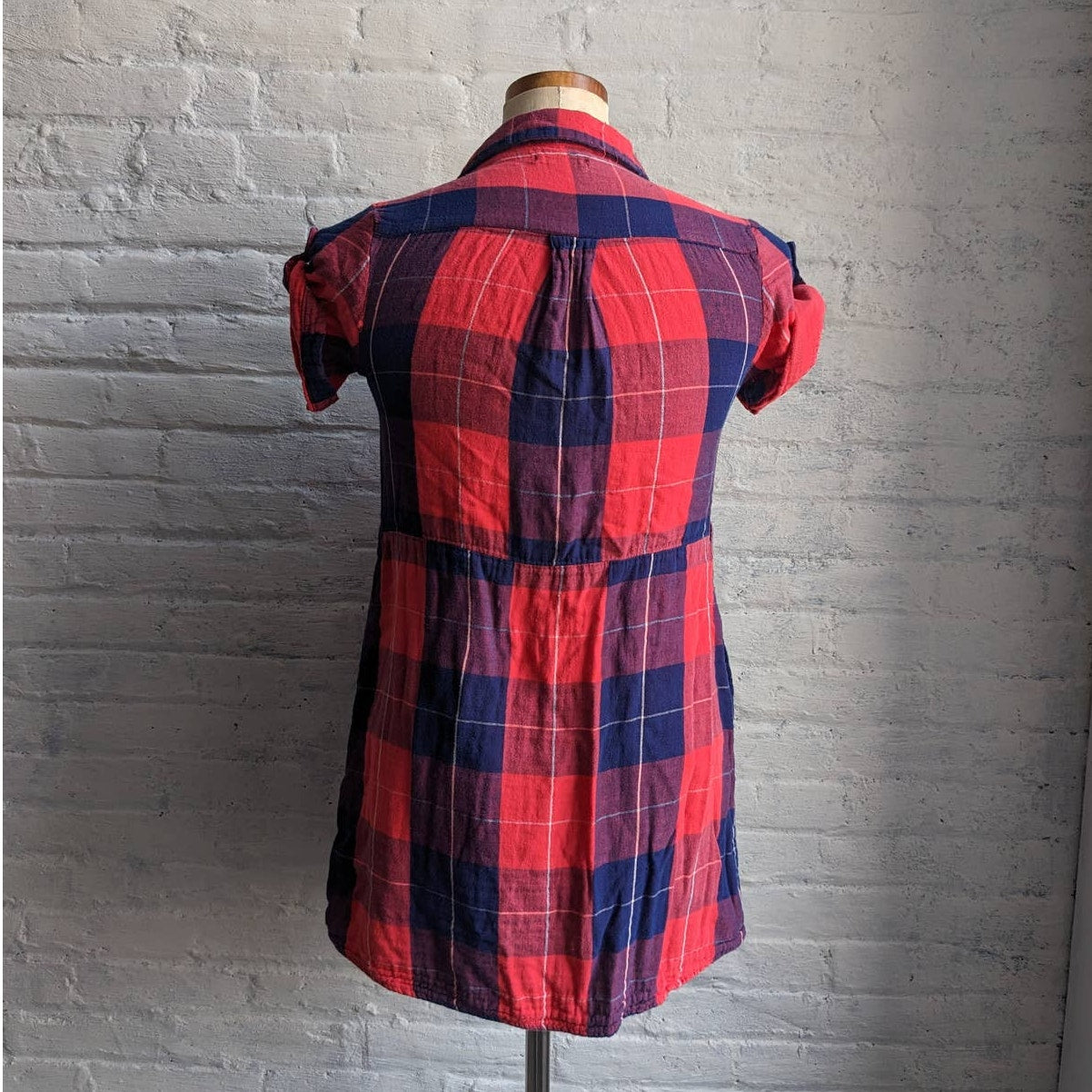 Urban Outfitters Red Plaid Dress Y2K Western Cowgirl Classic Flannel Shirt Dress