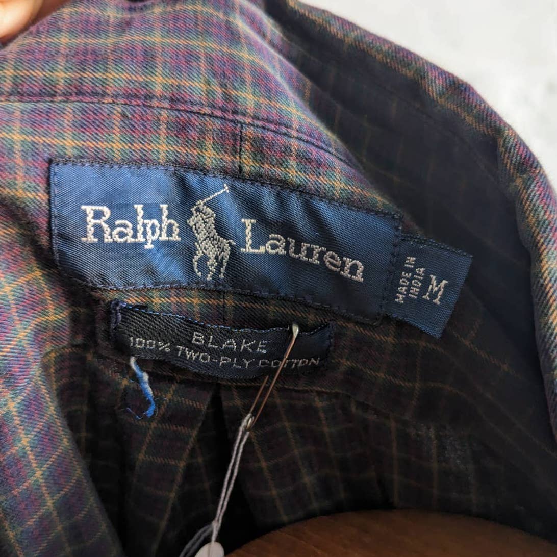 Vintage Polo Ralph Lauren Deep Purple Grunge Flannel Dark Academia Earthy Plaid