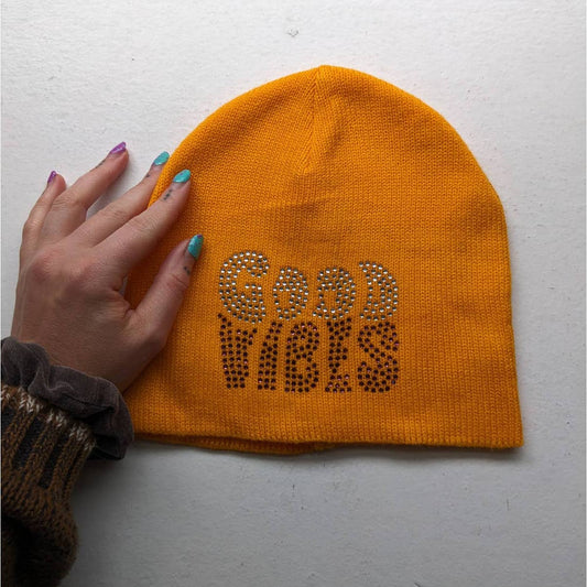 Urban Outfitters Retro Groovy Orange Chunky Knit Beanie 70s inspired Grunge Hat