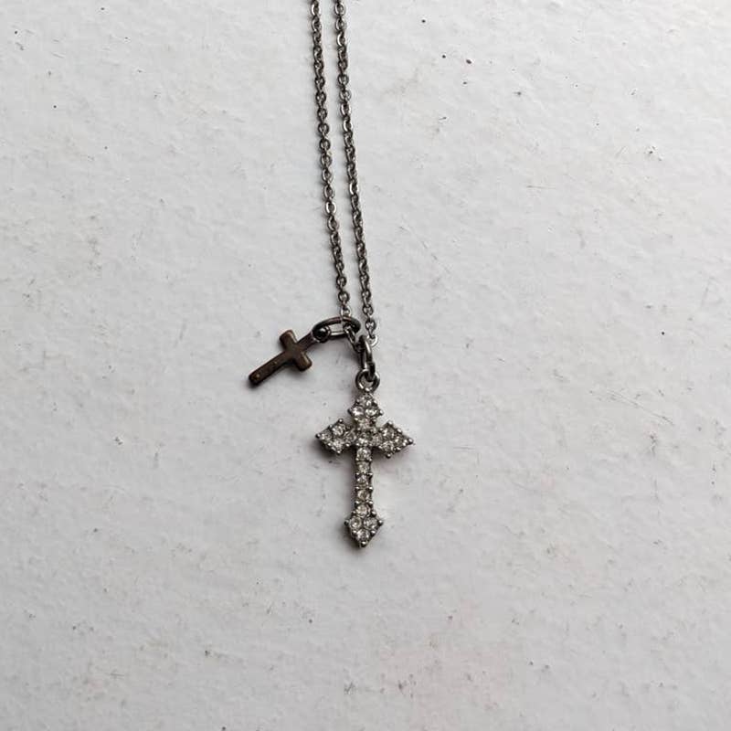 Vintage Southwest Gothic Cross Pendant Celtic Fairy Necklace Americana Jewelry