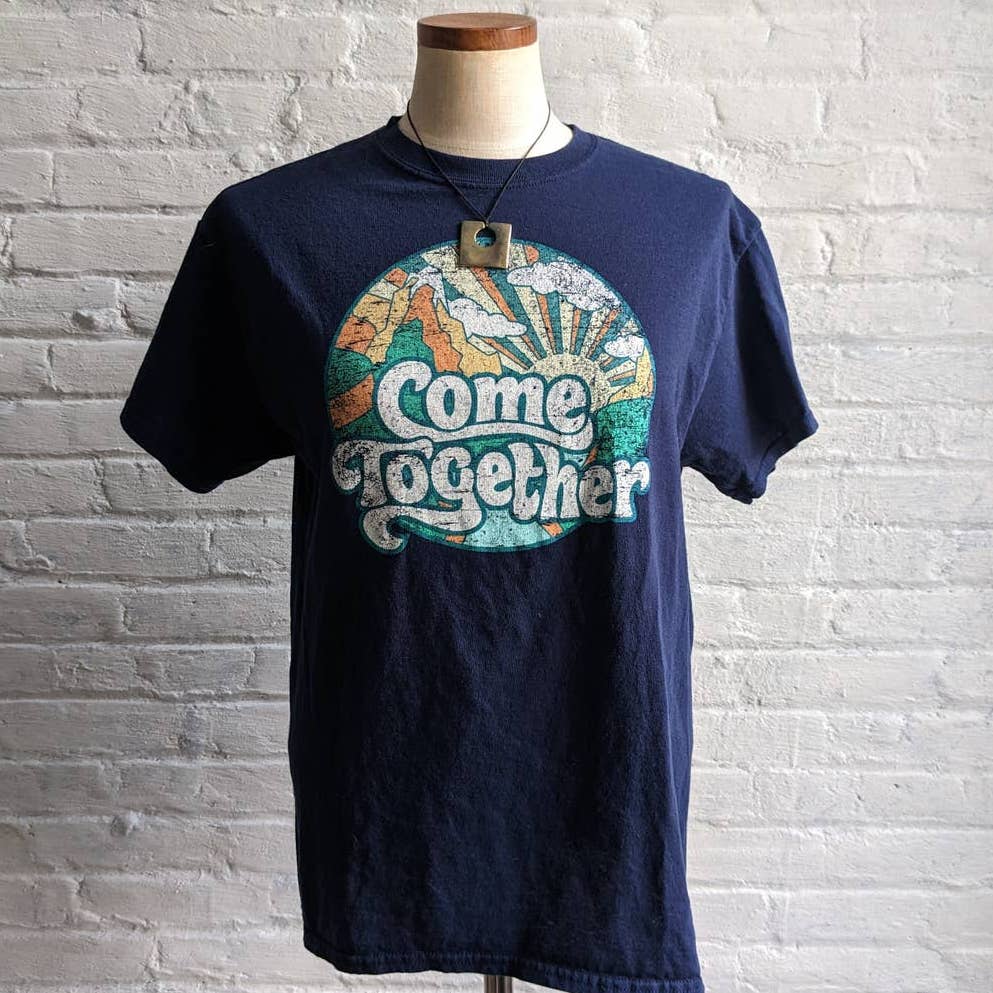 Retro 70s Groovy Faded Beatles Band Tee Psychedelic Funky Graphic Tshirt Top