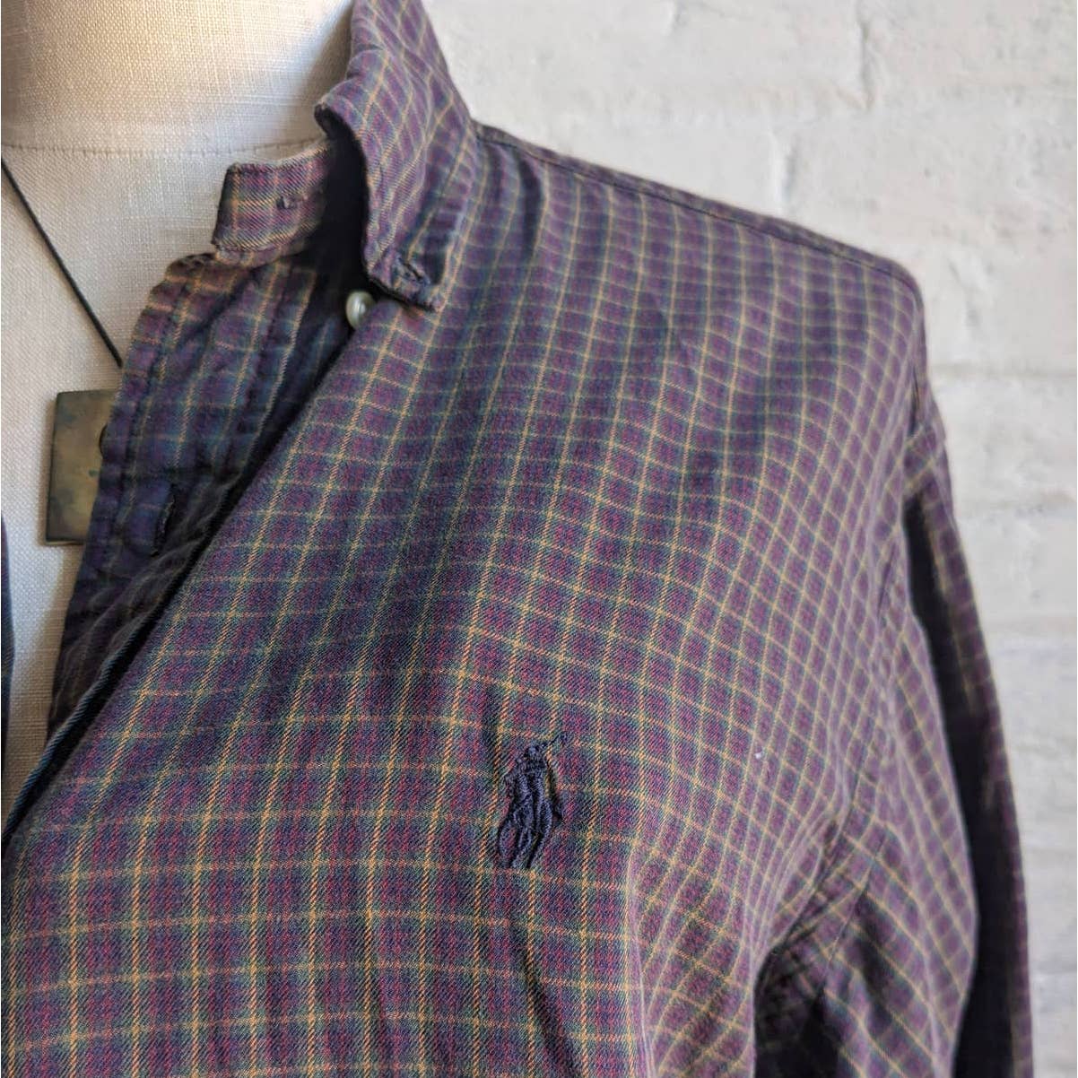 Vintage Polo Ralph Lauren Deep Purple Grunge Flannel Dark Academia Earthy Plaid