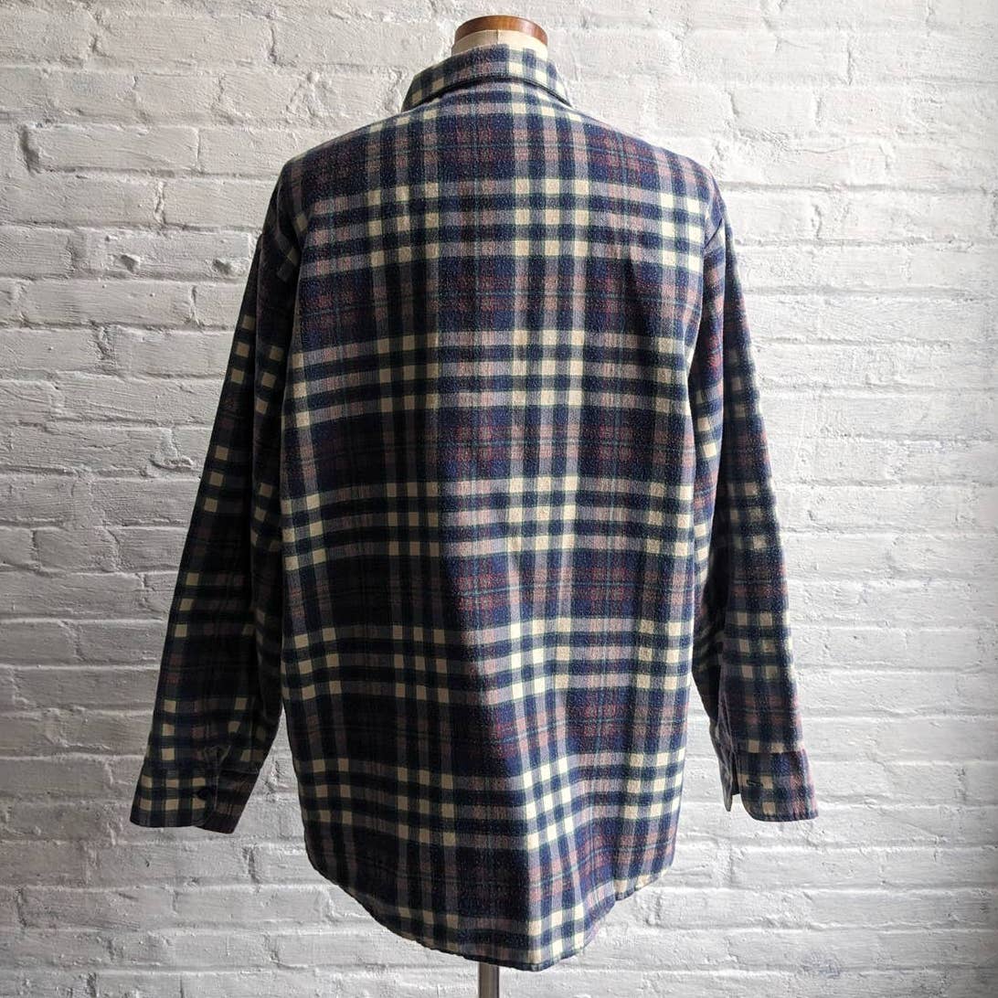 Vintage Lee Grunge Plaid Flannel Utility Blanket Thermal Oversize Coat Jacket