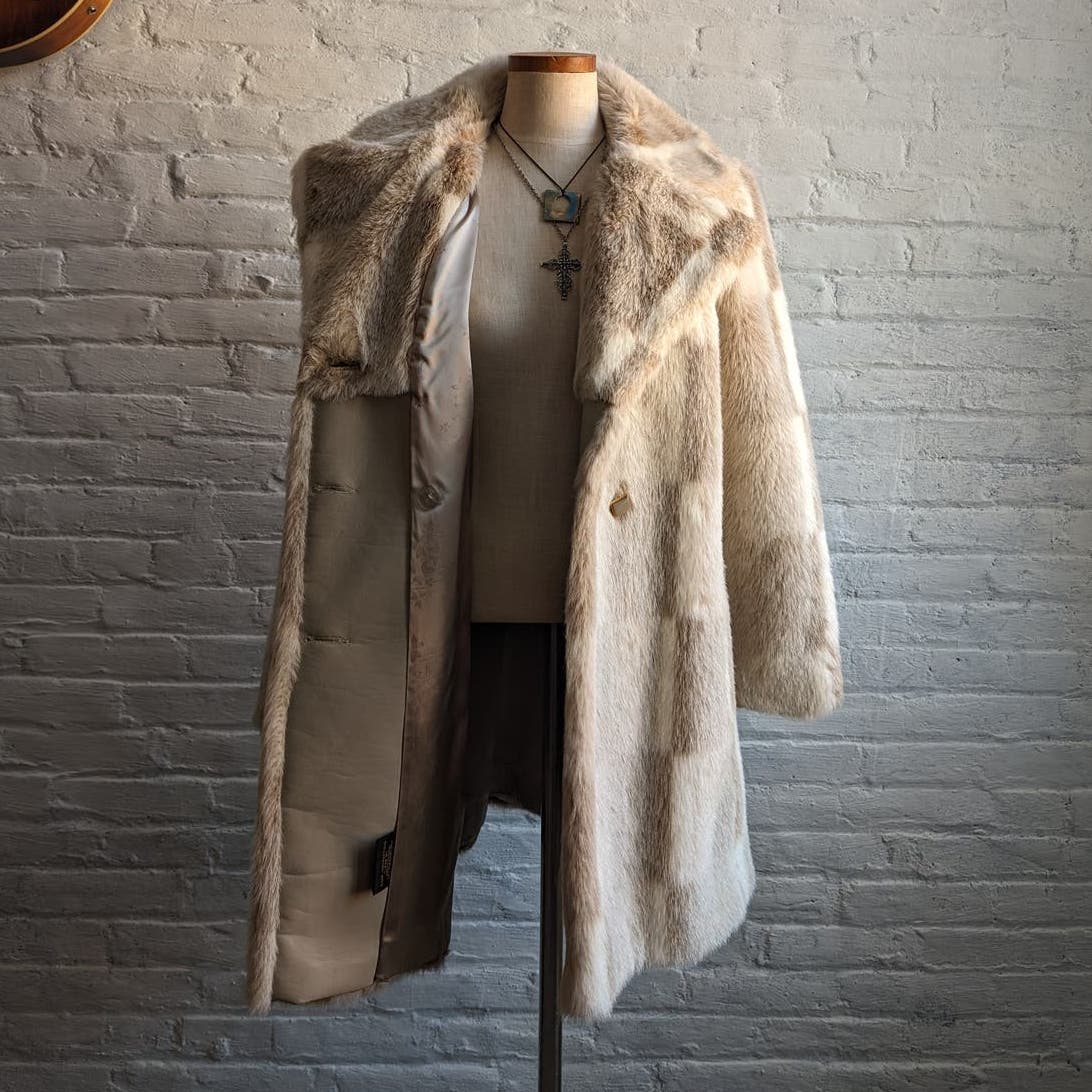 70s Vintage Patchwork Vegan Fur Coat Shaggy Retro Mob Wife Penny Lane Jacket