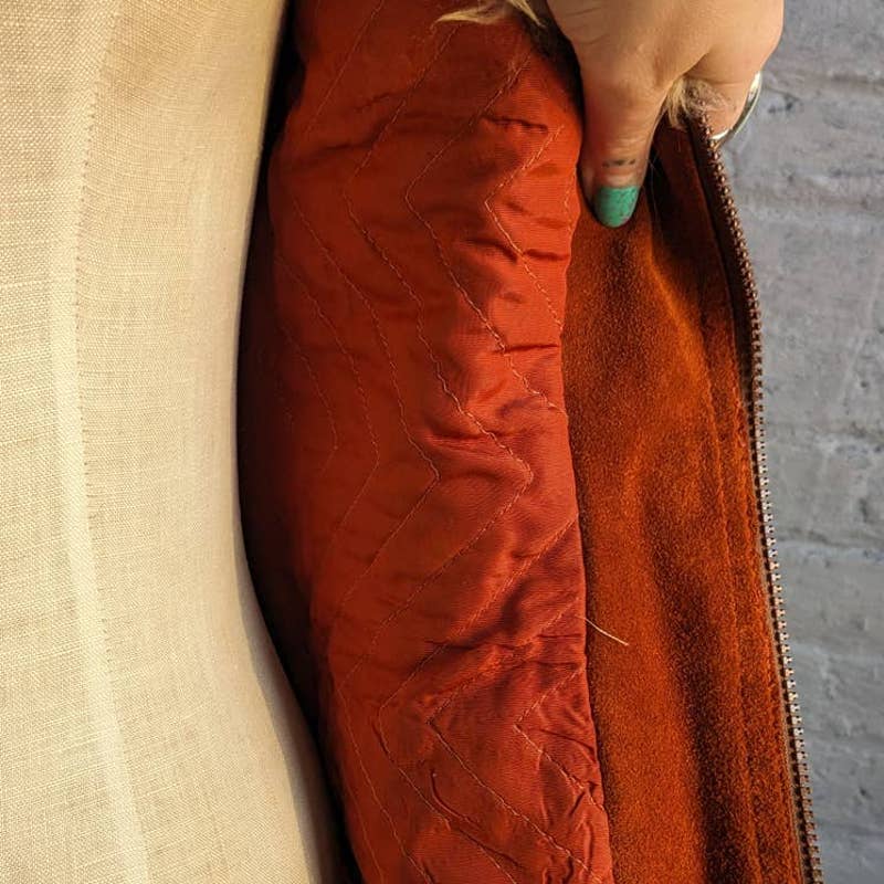 70s Penny Lane Groovy Suede Fur Jacket Furry Genuine Leather Mod Trench Coat