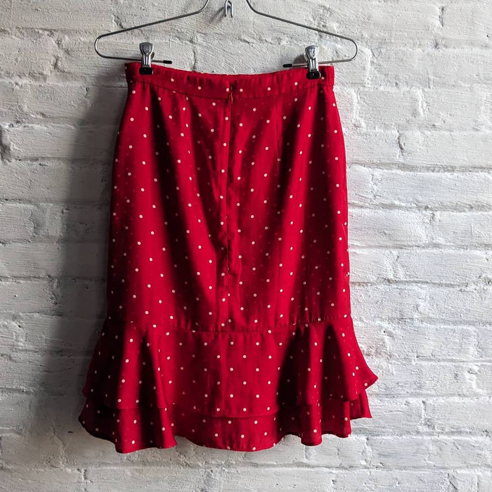 Y2K Vintage Cherry Red Polkadot Skater Skirt Frilly Ruffle Layered Kawaii Skirt