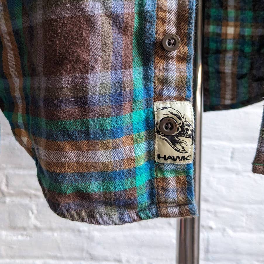 Y2K Oversize Boyfriend Plaid Flannel Skater Academia Grunge Earthy Forest Top