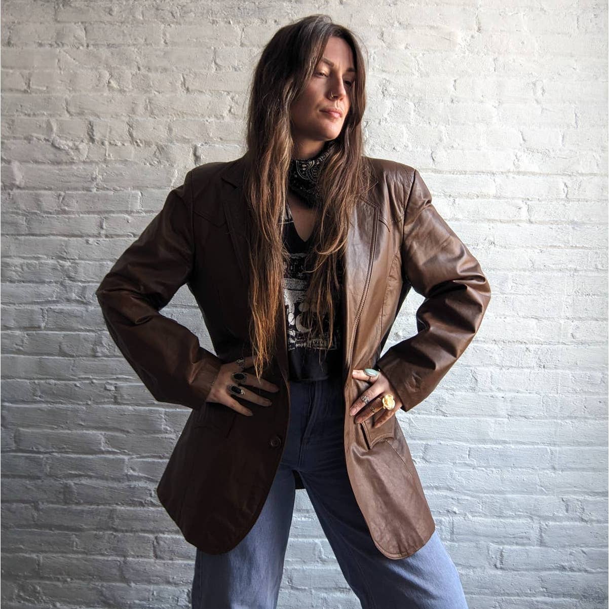 70s 80s Vintage Western Pioneer Wear Leather Duster Rust Brown Blazer Jacket