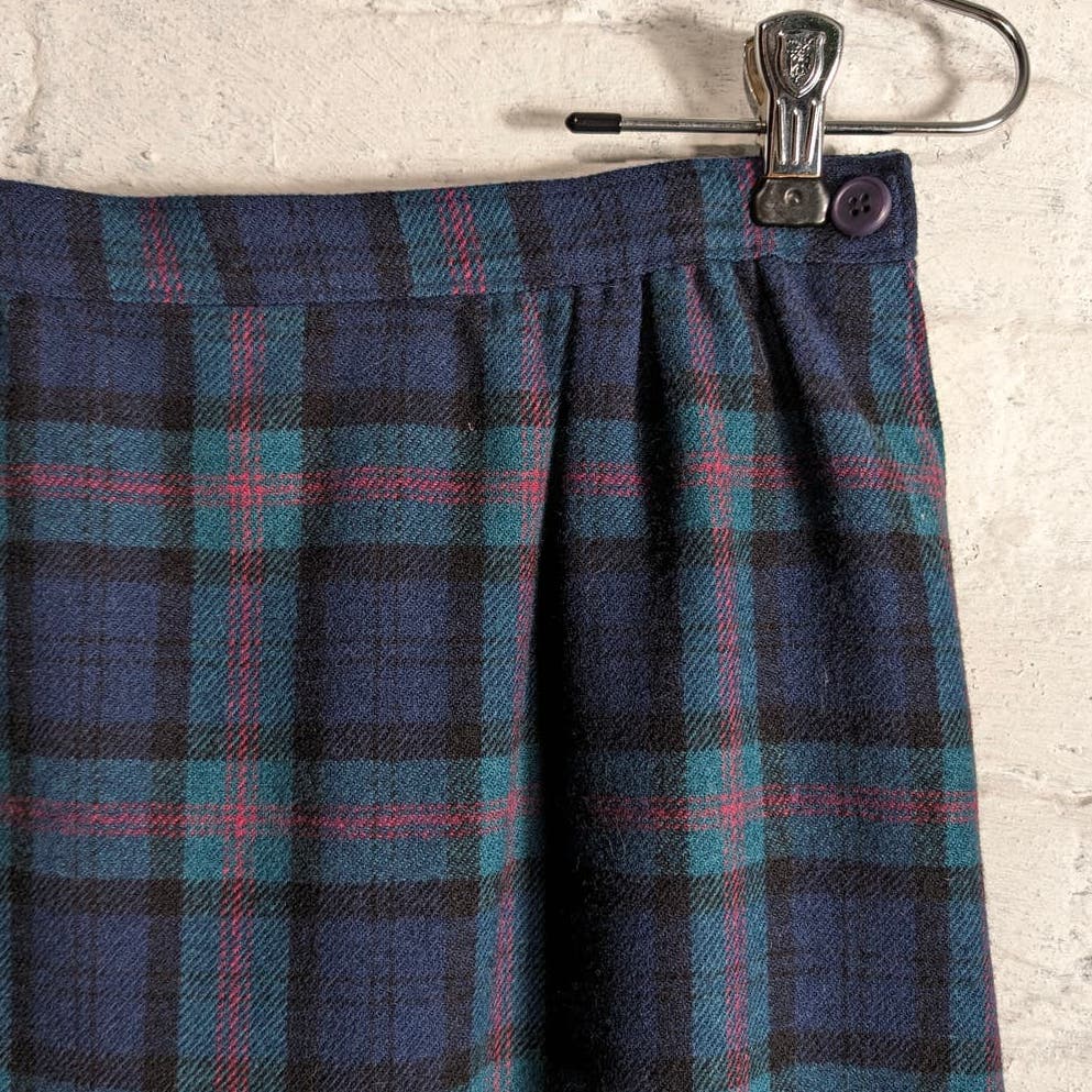 70s Vintage Pendleton Wool Grunge Skirt Minimalist Stripe Plaid Tartan Skirt
