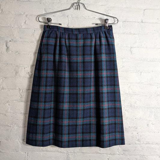 70s Vintage Pendleton Wool Grunge Skirt Minimalist Stripe Plaid Tartan Skirt