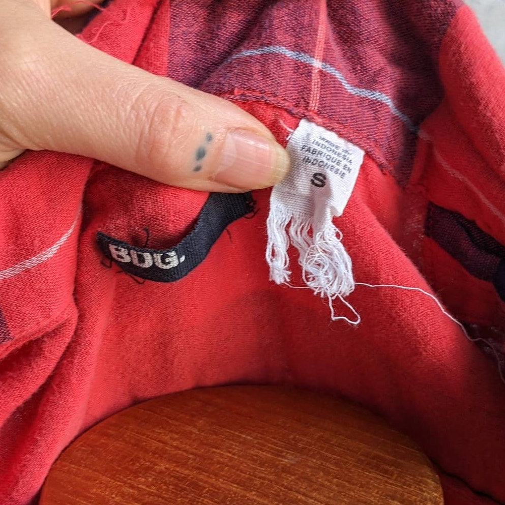 Urban Outfitters Red Plaid Dress Y2K Western Cowgirl Classic Flannel Shirt Dress