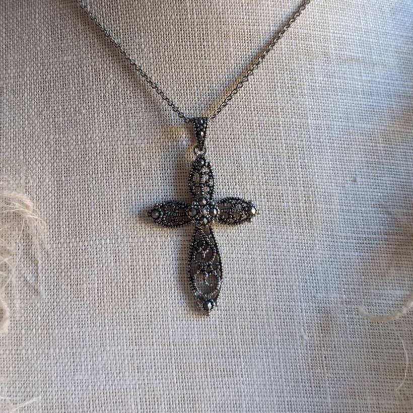 Vintage Southwest Gothic Cross Pendant Celtic Fairy Necklace Americana Jewelry