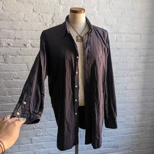 Vintage Polo Ralph Lauren Deep Purple Grunge Flannel Dark Academia Earthy Plaid