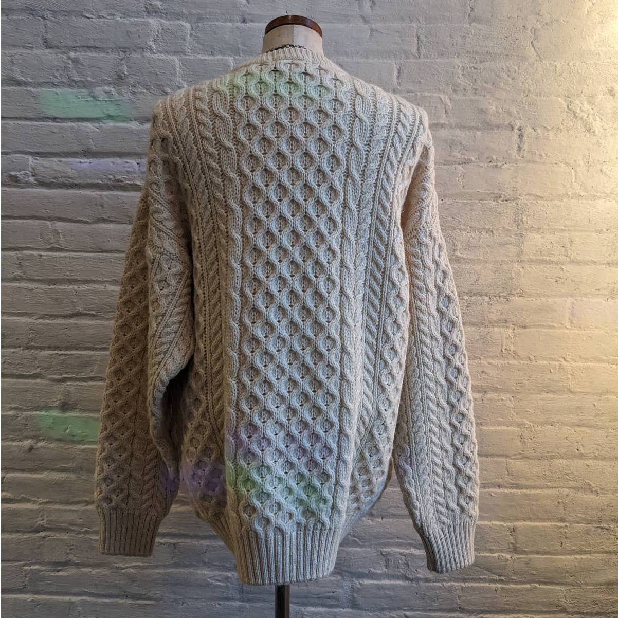 Vintage Chunky Cable Knit Wool Grandpa Sweater Minimalist Grunge Earthtone Top
